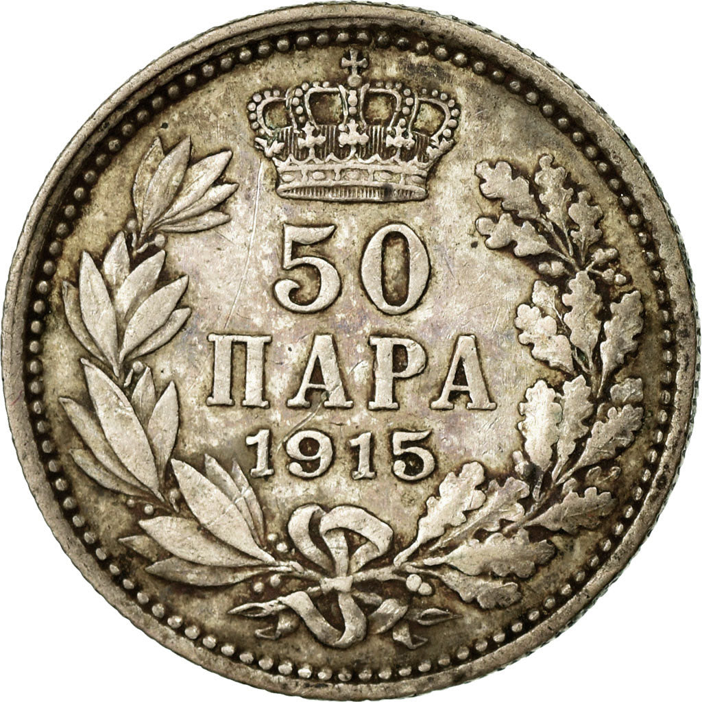 Coin, Serbia, Peter I, 50 Para, 1915, VF(30-35), Silver, KM:24.1