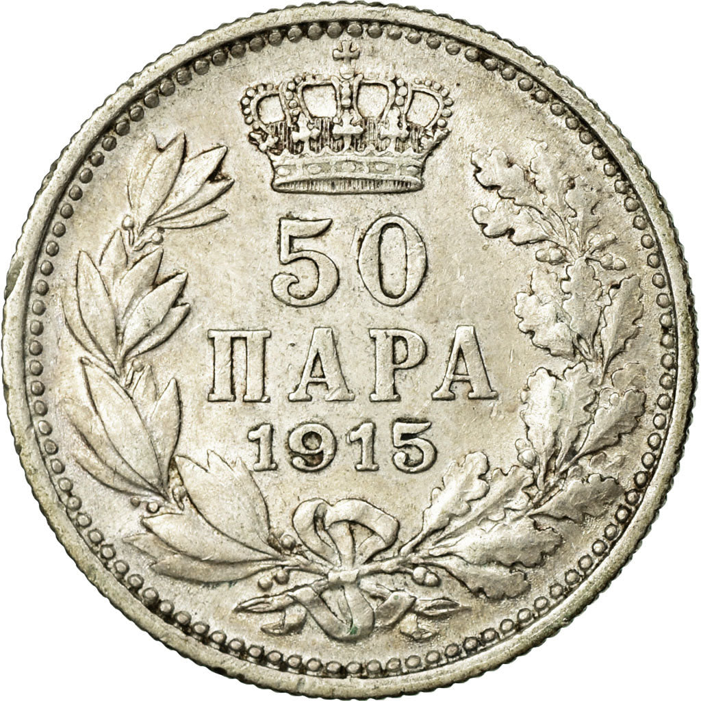 Coin, Serbia, Peter I, 50 Para, 1915, EF(40-45), Silver, KM:24.1