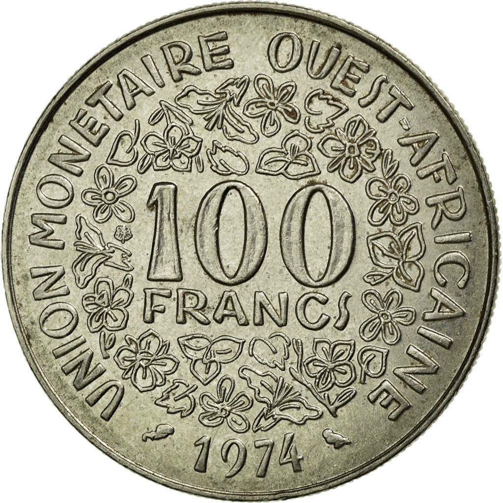 Coin, West African States, 100 Francs, 1974, Paris, AU(50-53), Nickel, KM:4