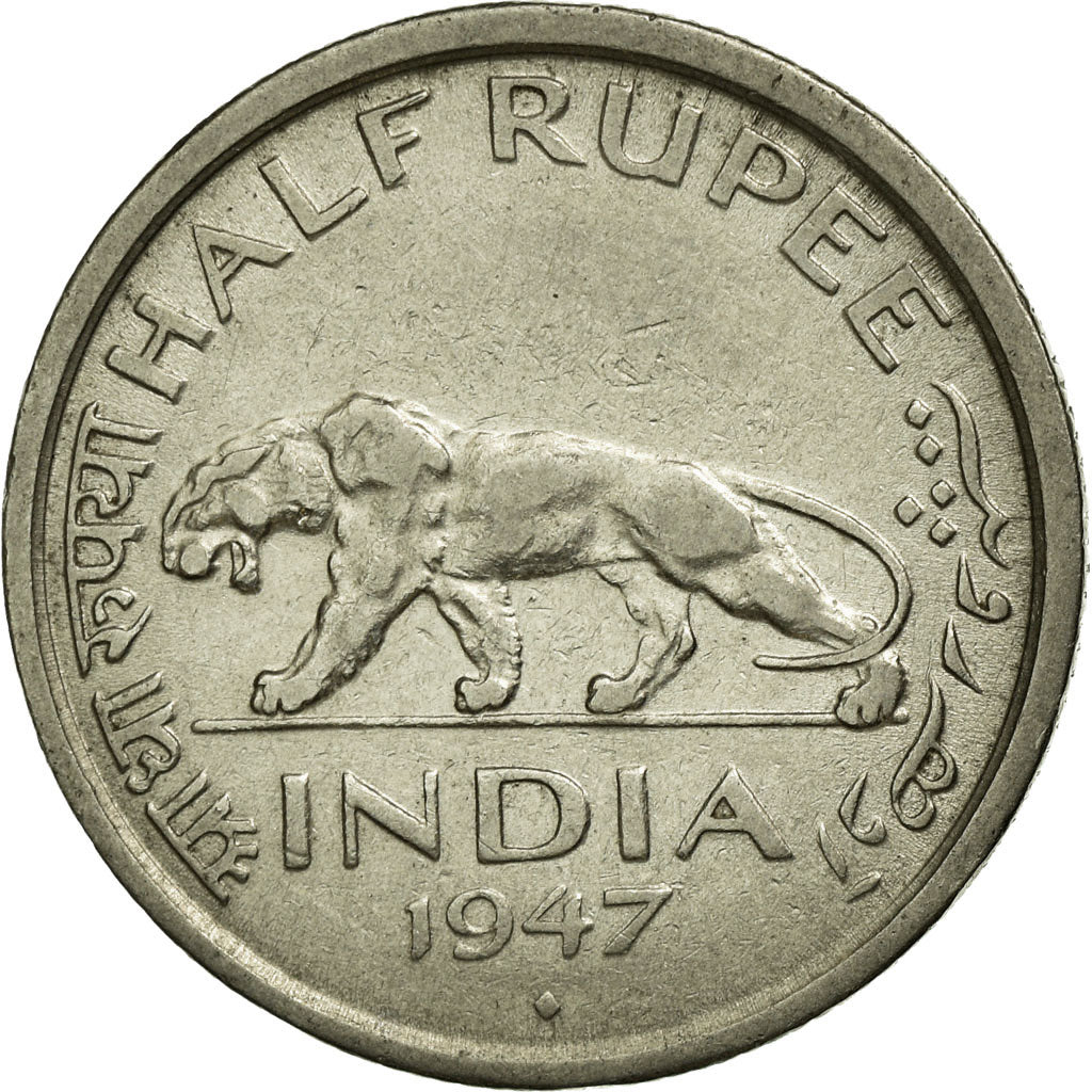 Monnaie, INDIA-REPUBLIC, 1/2 Rupee, 1947, Mumbai, Bombay, TTB, Copper-nickel