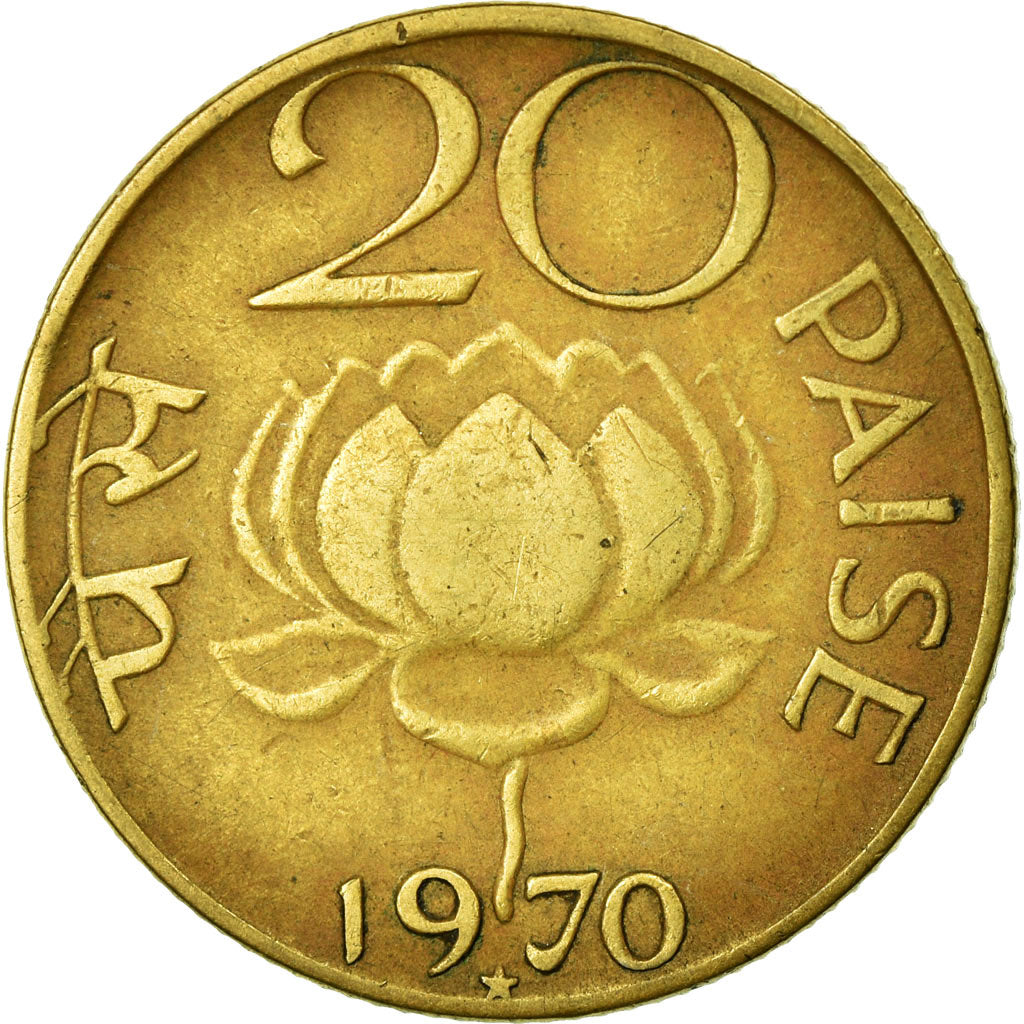 Coin, INDIA-REPUBLIC, 20 Paise, 1970, EF(40-45), Nickel-brass, KM:41