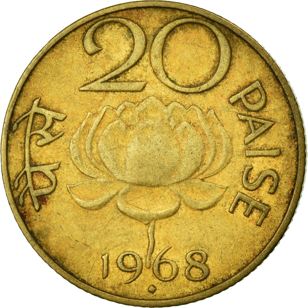 Coin, INDIA-REPUBLIC, 20 Paise, 1968, EF(40-45), Nickel-brass, KM:41