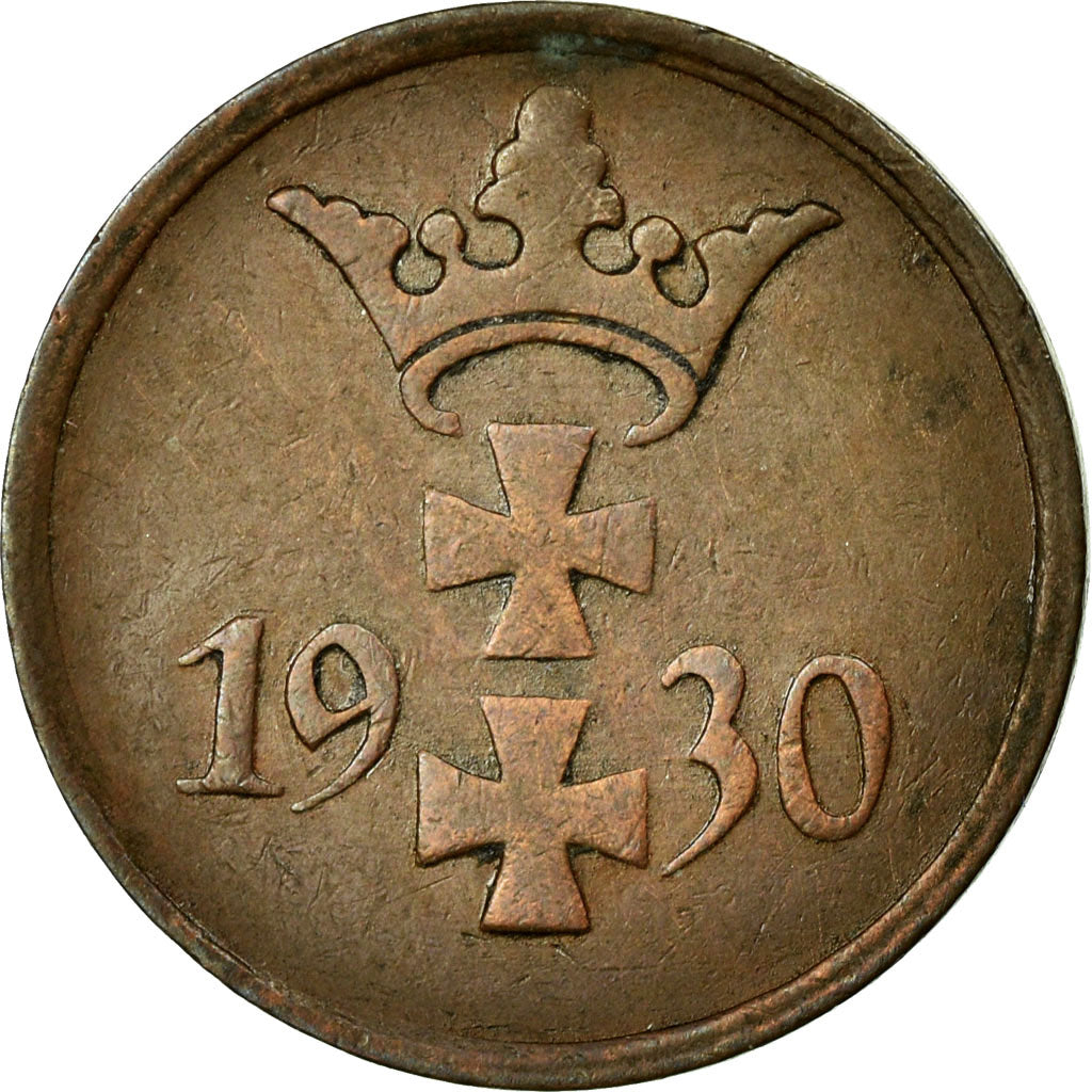 Coin, DANZIG, Pfennig, 1930, Warsaw, EF(40-45), Bronze, KM:140