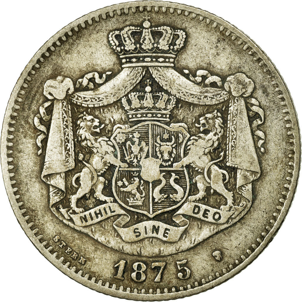 Coin, Romania, Carol I, 2 Lei, 1875, EF(40-45), Silver, KM:8