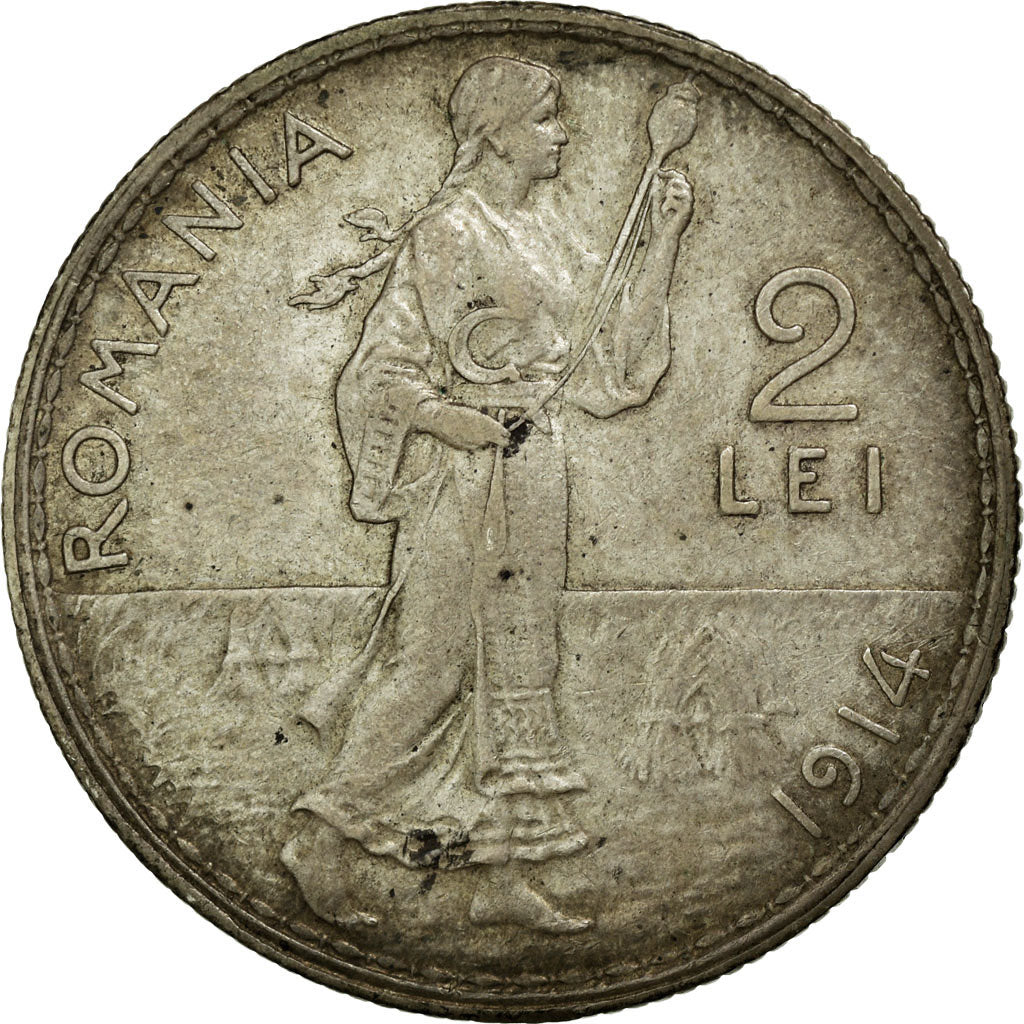 Coin, Romania, Carol I, 2 Lei, 1914, EF(40-45), Silver, KM:43
