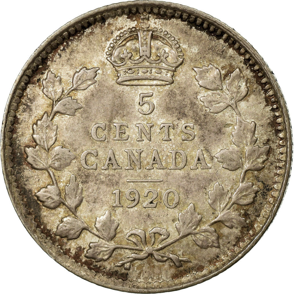 Coin, Canada, George V, 5 Cents, 1920, Royal Canadian Mint, Ottawa, EF(40-45)
