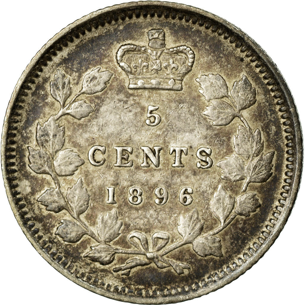 Coin, Canada, Victoria, 5 Cents, 1896, Royal Canadian Mint, EF(40-45), Silver