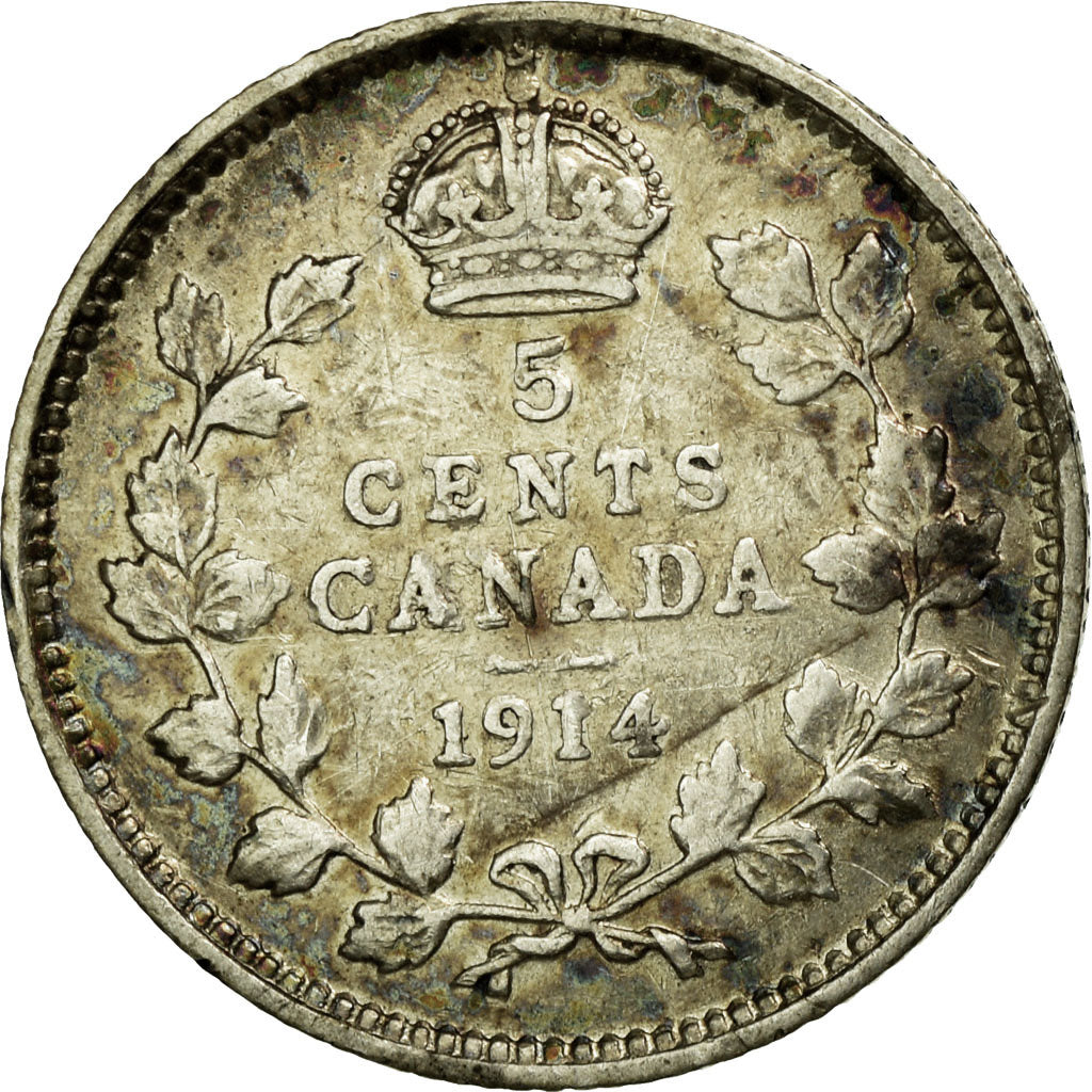 Monnaie, Canada, George V, 5 Cents, 1914, Royal Canadian Mint, Ottawa, TB+