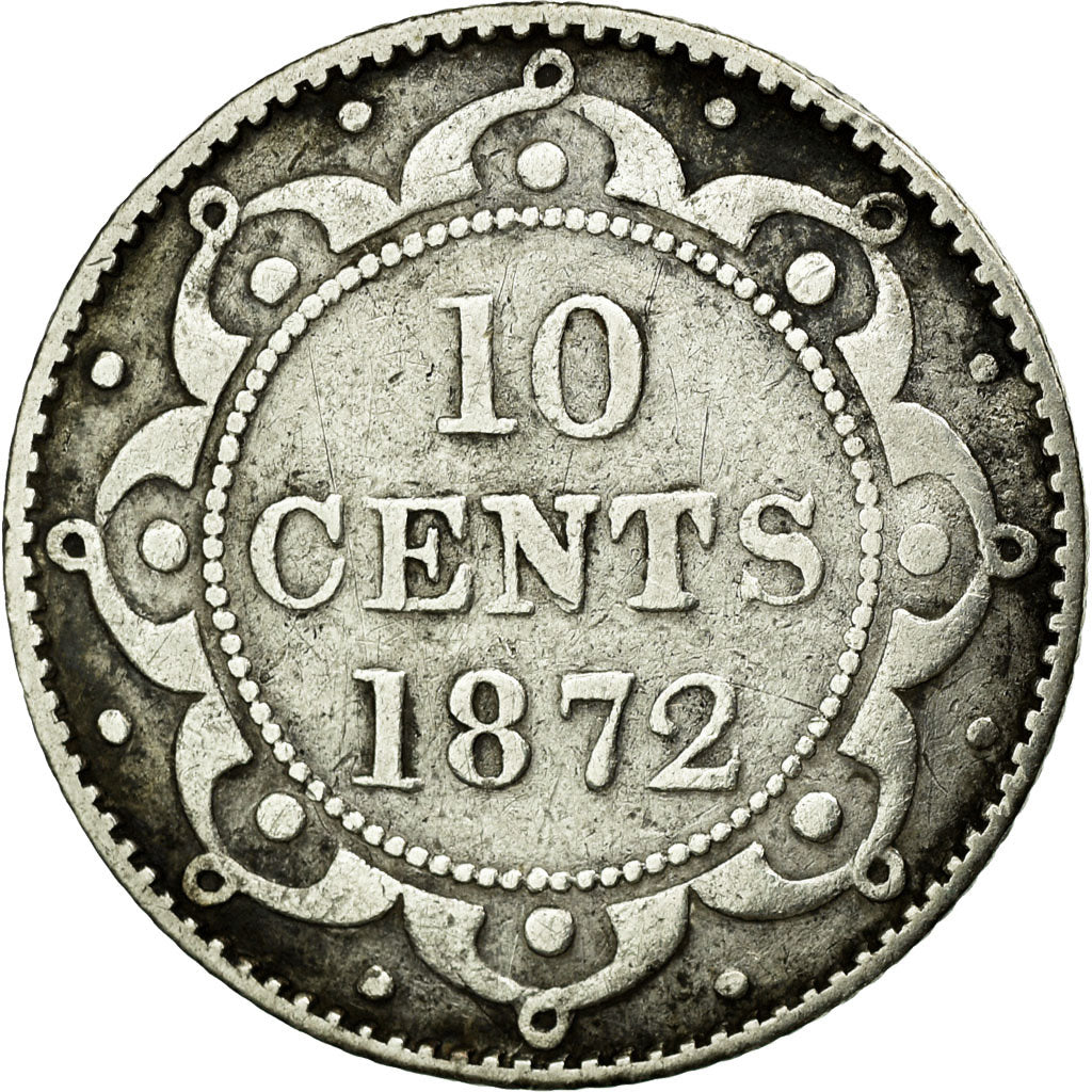 Moneda, TERRANOVA, Victoria, 10 Cents, 1872, Royal Canadian Mint, BC, Plata