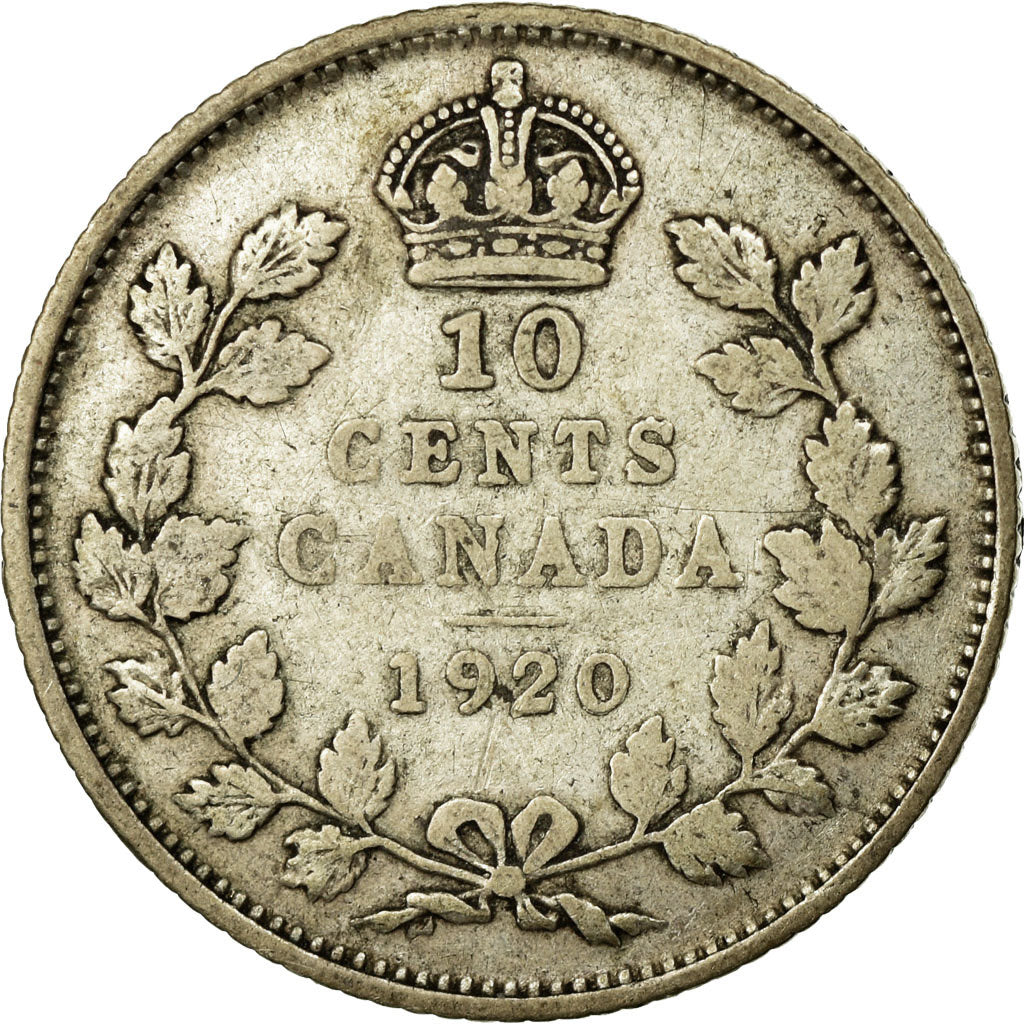 Moneta, Canada, George V, 10 Cents, 1920, Royal Canadian Mint, Ottawa, MB