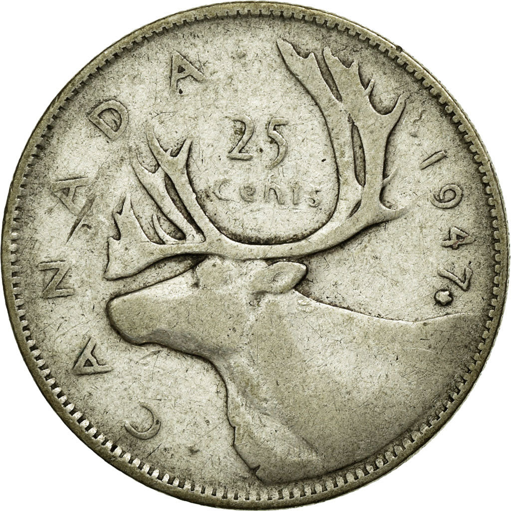 Moeda, Canadá, George VI, 25 Cents, 1947, Royal Canadian Mint, Ottawa