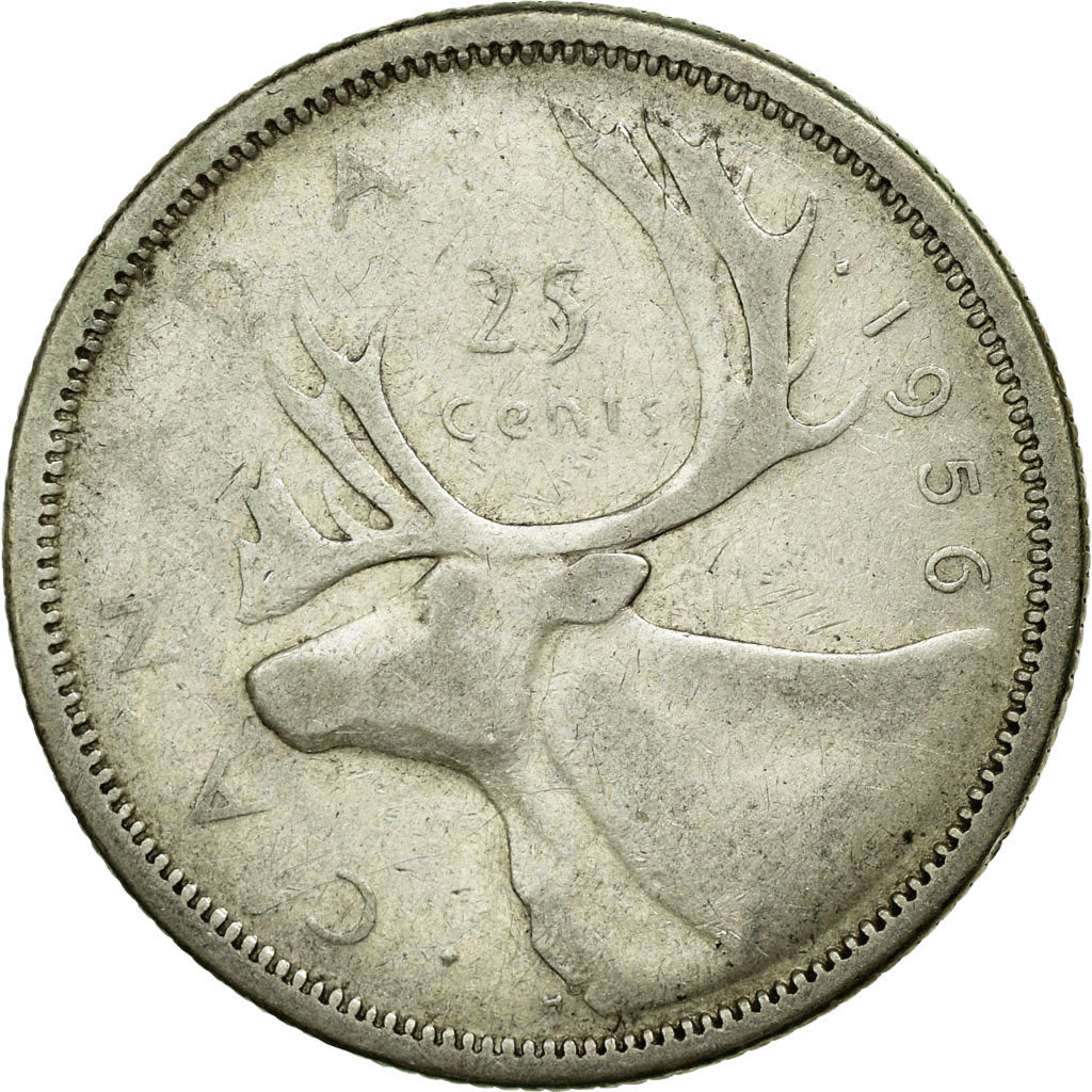 Coin, Canada, Elizabeth II, 25 Cents, 1956, Royal Canadian Mint, Ottawa