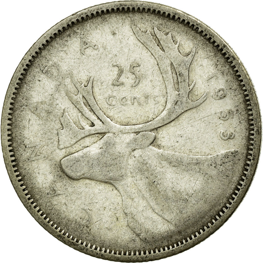 Coin, Canada, Elizabeth II, 25 Cents, 1953, Royal Canadian Mint, Ottawa