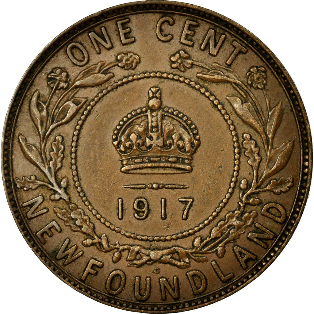 Coin, NEWFOUNDLAND, Large Cent, 1917, Royal Canadian Mint, AU(55-58), Bronze