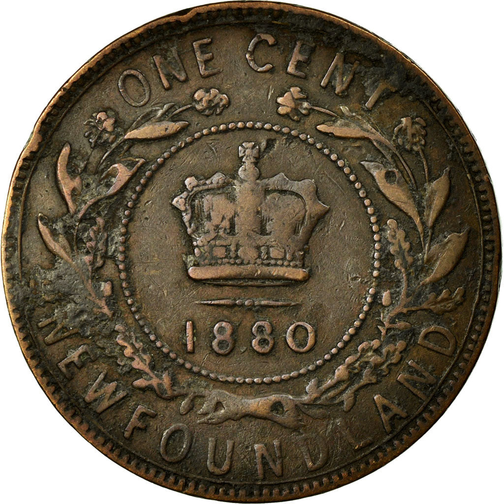 Coin, NEWFOUNDLAND, Large Cent, 1880, Royal Canadian Mint, VF(30-35), Bronze