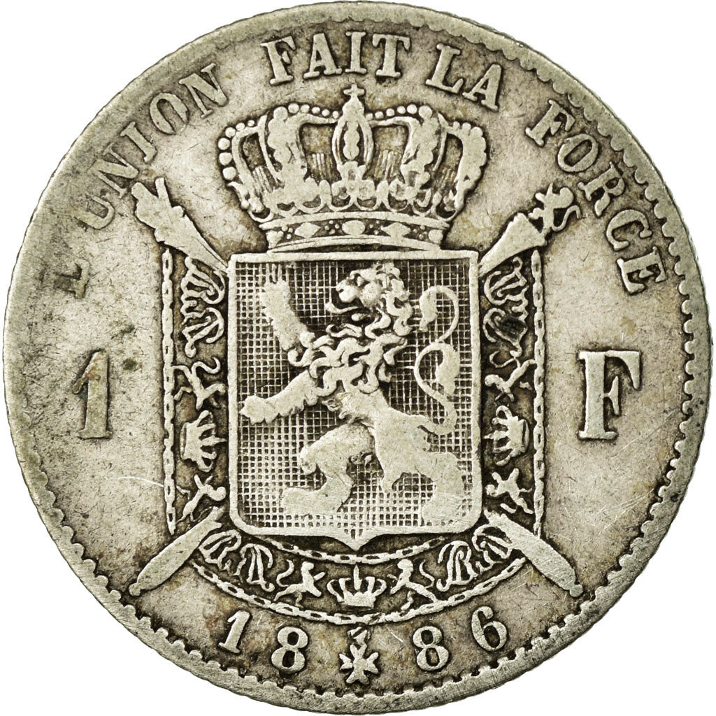 Coin, Belgium, Leopold II, Franc, 1886, F(12-15), Silver, KM:28.2