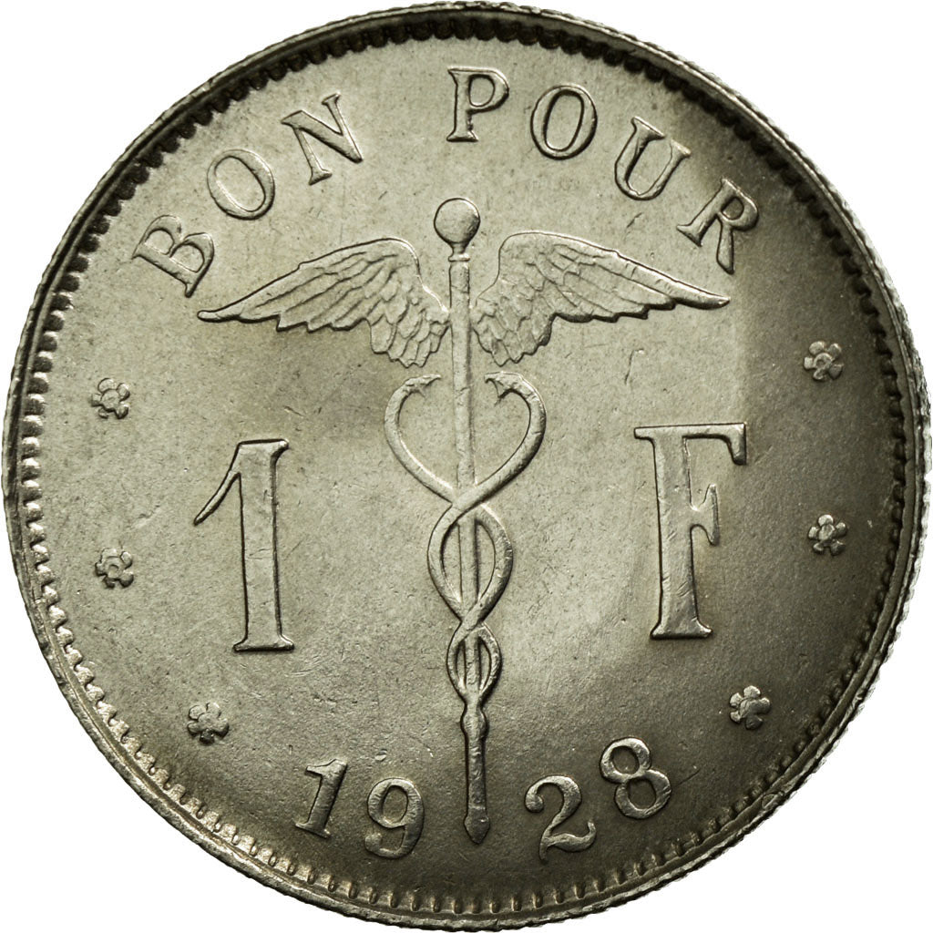 Coin, Belgium, Franc, 1928, AU(55-58), Nickel, KM:89