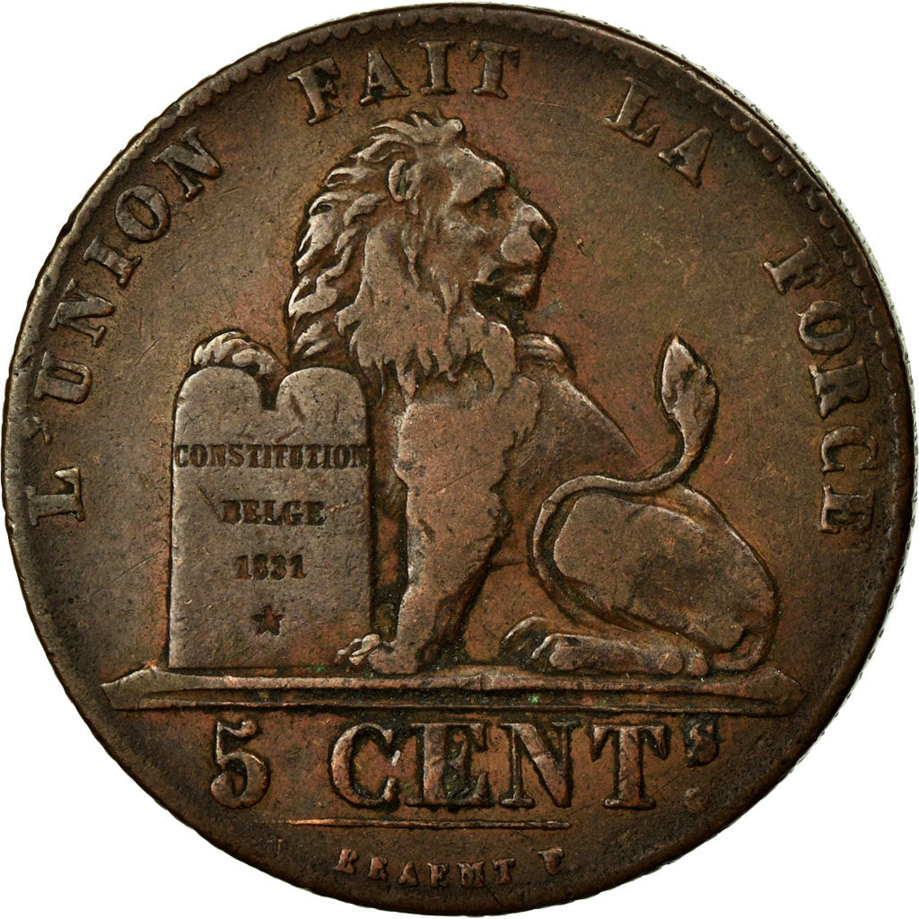 Coin, Belgium, Leopold I, 5 Centimes, 1842, VF(30-35), Copper, KM:5.1