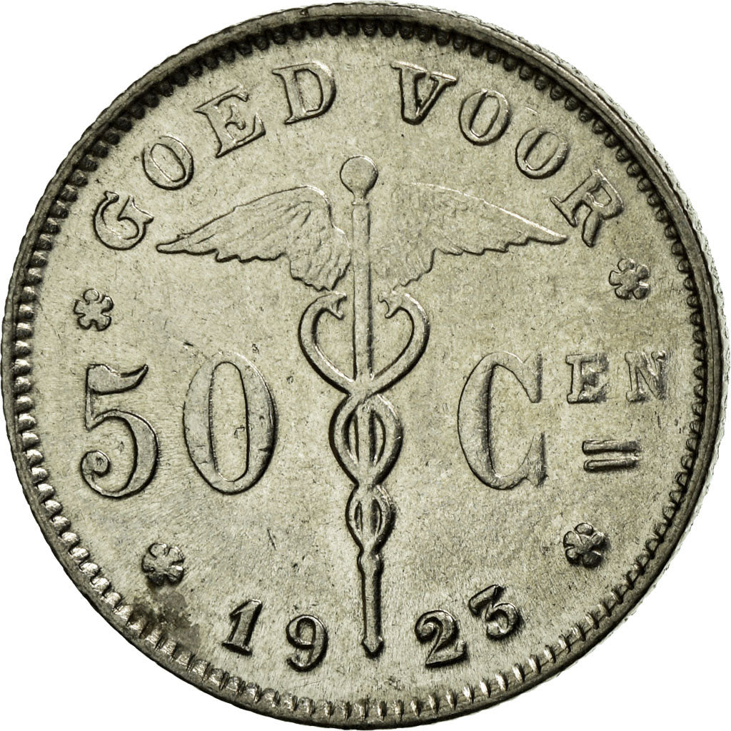 Coin, Belgium, 50 Centimes, 1923, AU(55-58), Nickel, KM:88