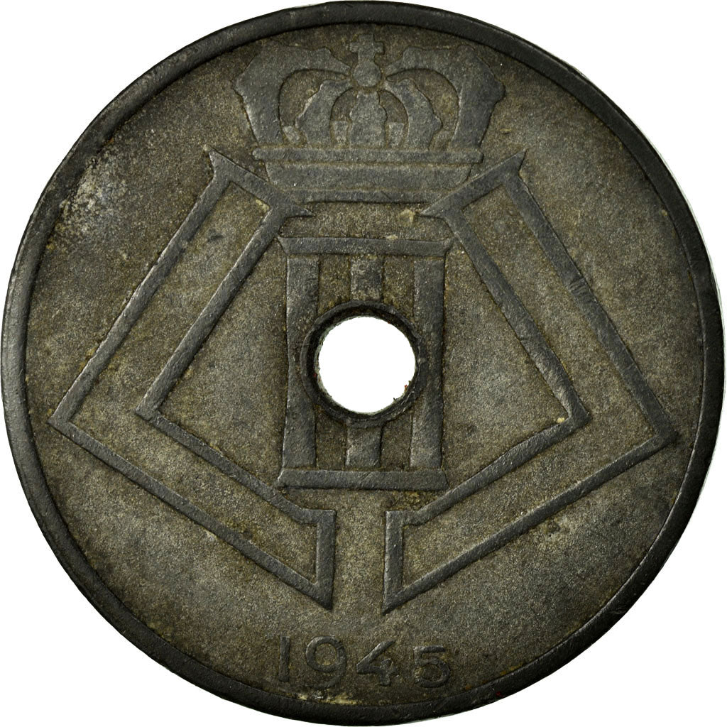 Coin, Belgium, 25 Centimes, 1945, EF(40-45), Zinc, KM:132
