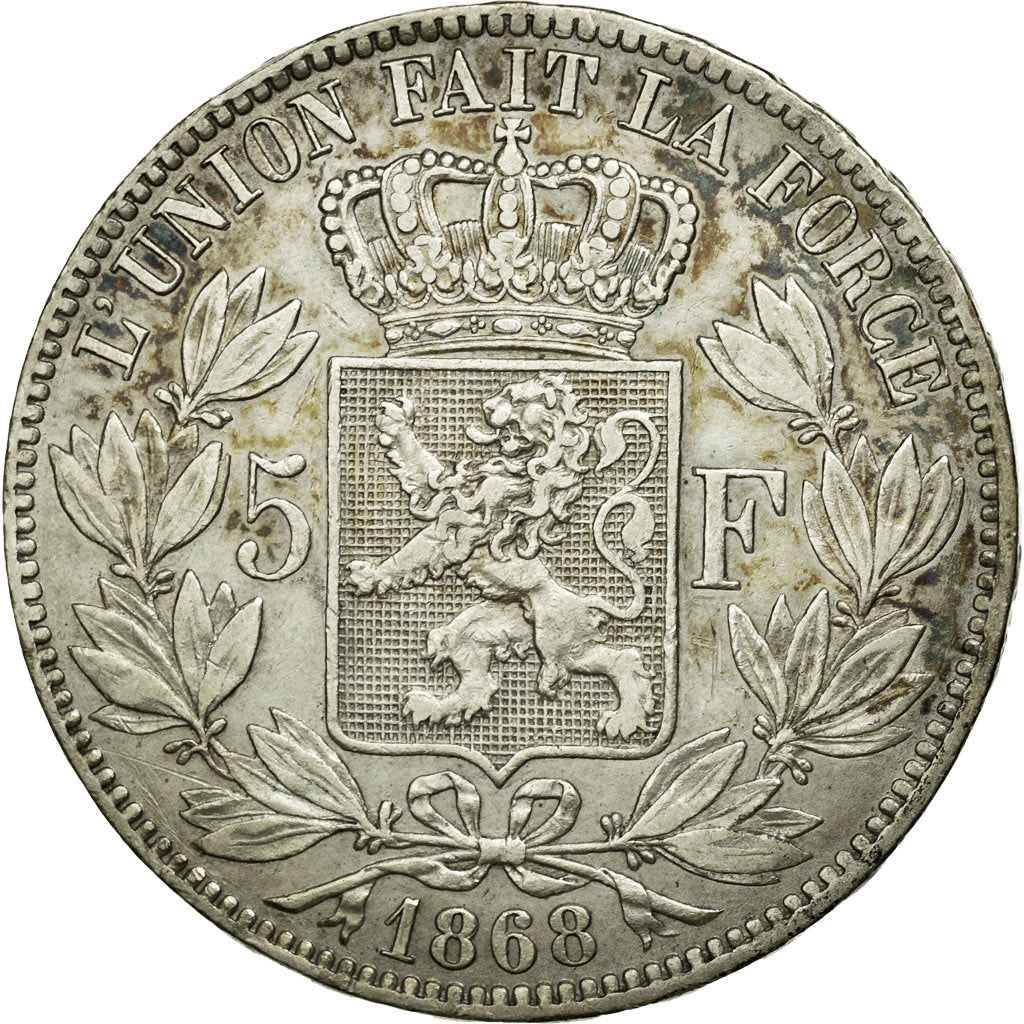 Coin, Belgium, Leopold II, 5 Francs, 5 Frank, 1868, EF(40-45), Silver, KM:24