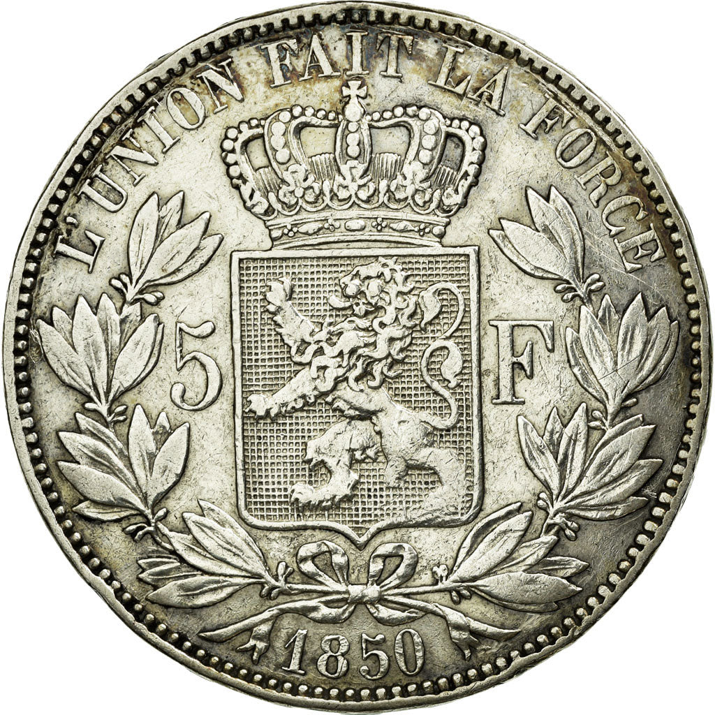 Coin, Belgium, Leopold I, 5 Francs, 5 Frank, 1850, EF(40-45), Silver, KM:17