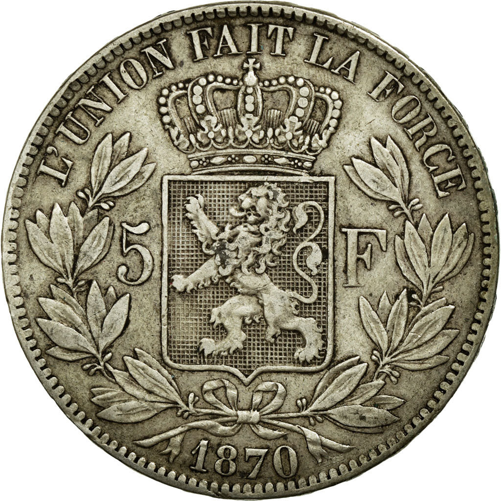 Coin, Belgium, Leopold II, 5 Francs, 5 Frank, 1870, EF(40-45), Silver, KM:24