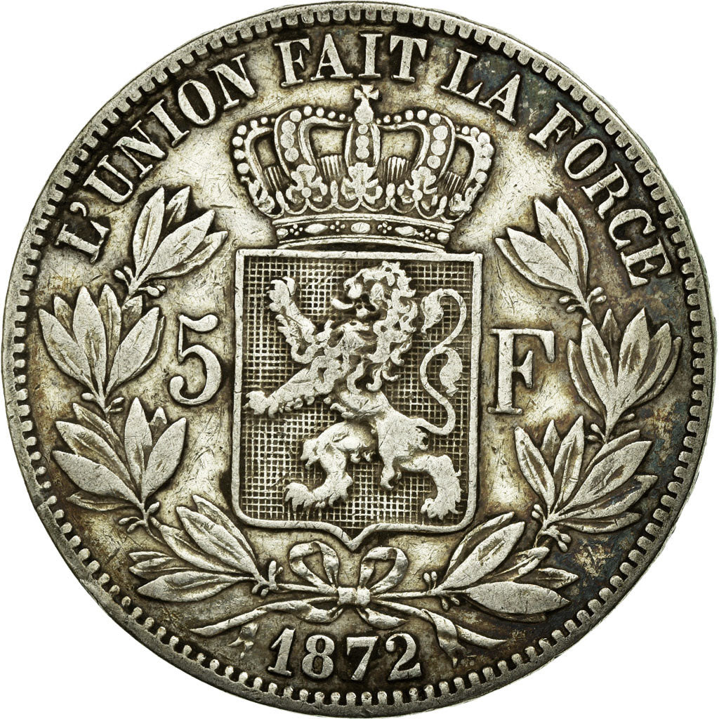 Coin, Belgium, Leopold II, 5 Francs, 5 Frank, 1872, EF(40-45), Silver, KM:24