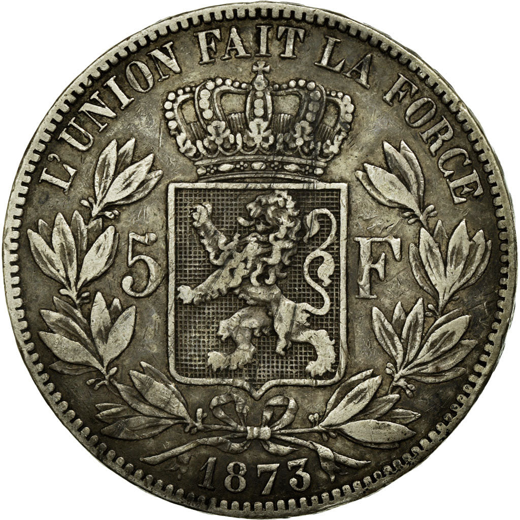 Coin, Belgium, Leopold II, 5 Francs, 5 Frank, 1873, EF(40-45), Silver, KM:24