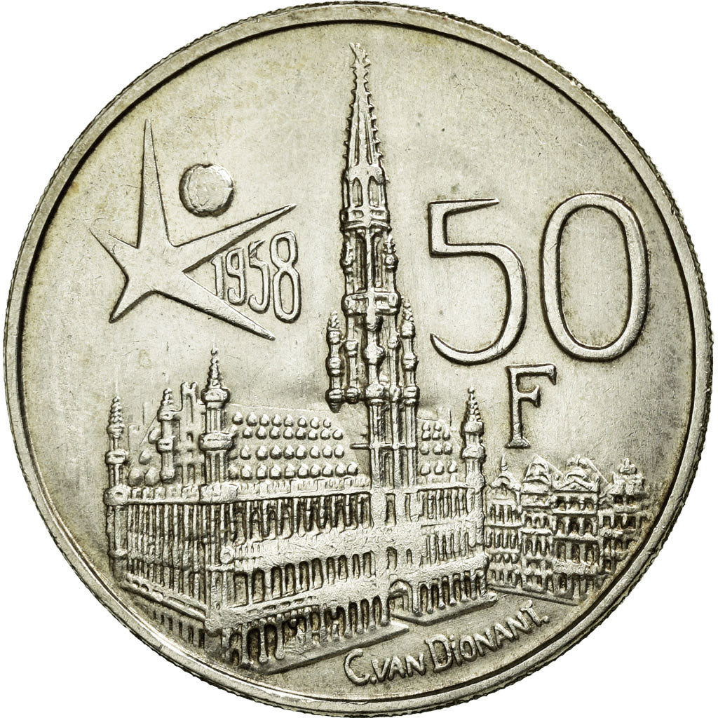 Coin, Belgium, 50 Francs, 50 Frank, 1958, Brussels, EF(40-45), Silver, KM:150.1