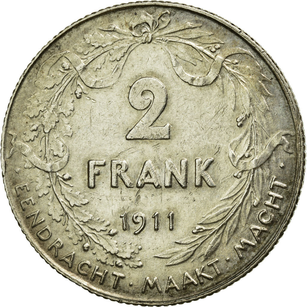 Coin, Belgium, 2 Francs, 2 Frank, 1911, EF(40-45), Silver, KM:75