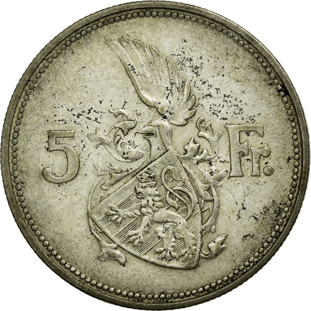 Coin, Luxembourg, Charlotte, 5 Francs, 1929, VF(20-25), Silver, KM:38