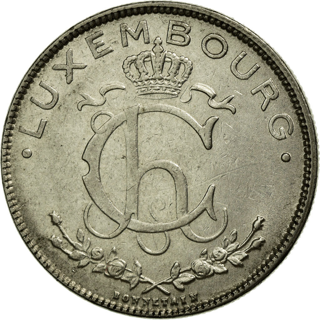 Coin, Luxembourg, Charlotte, 2 Francs, 1924, EF(40-45), Nickel, KM:36