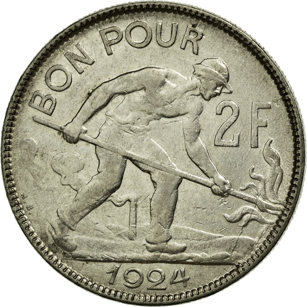 Coin, Luxembourg, Charlotte, 2 Francs, 1924, EF(40-45), Nickel, KM:36