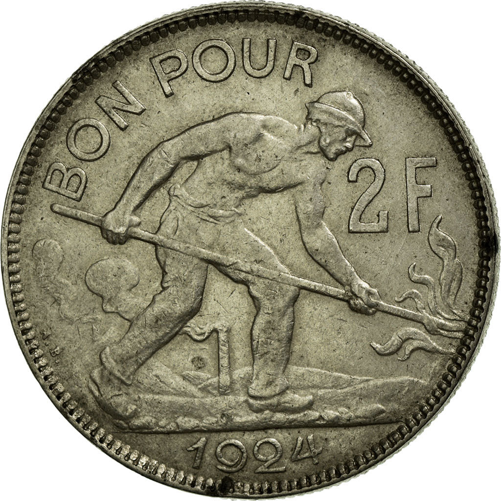 Coin, Luxembourg, Charlotte, 2 Francs, 1924, VF(30-35), Nickel, KM:36