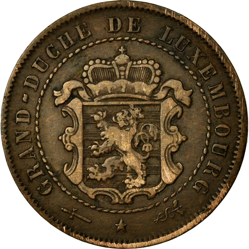 Coin, Luxembourg, William III, 2-1/2 Centimes, 1854, Utrecht, VF(30-35), Bronze