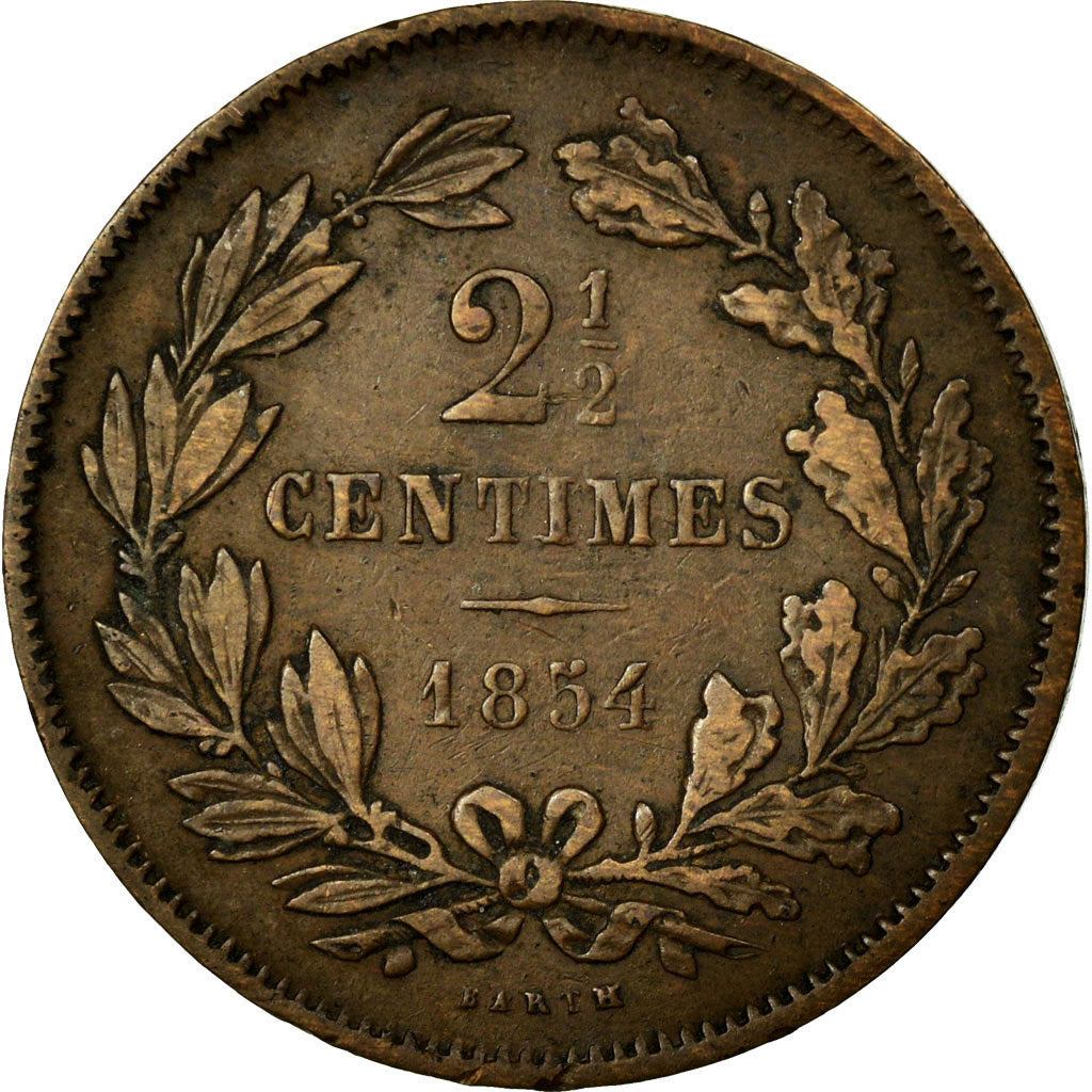 Coin, Luxembourg, William III, 2-1/2 Centimes, 1854, Utrecht, VF(30-35), Bronze
