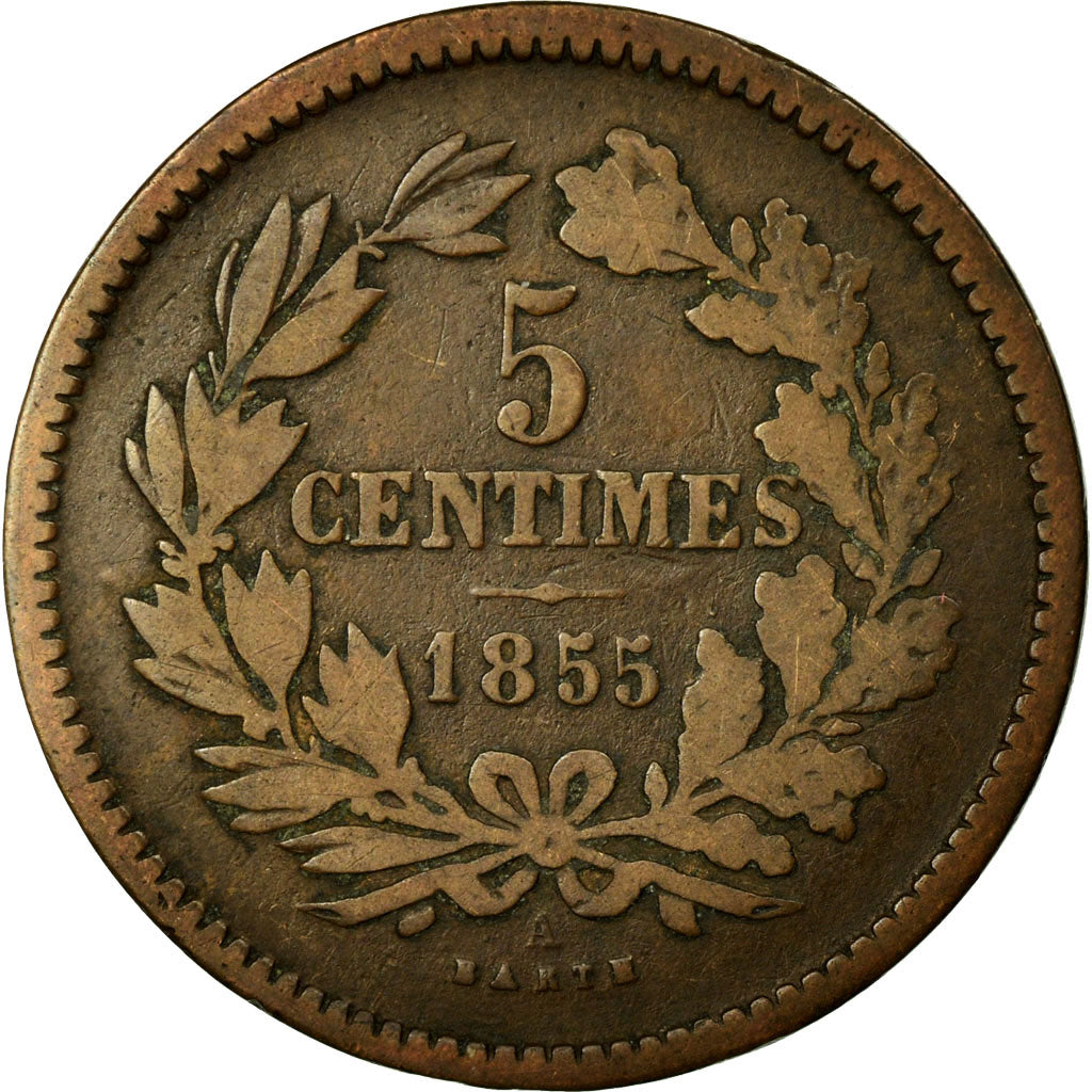 Munten, Luxemburg, William III, 5 Centimes, 1855, Paris, FR, Bronze, KM:22.2