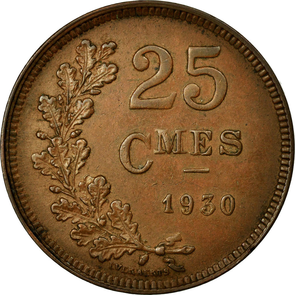 Coin, Luxembourg, Charlotte, 25 Centimes, 1930, EF(40-45), Bronze, KM:42