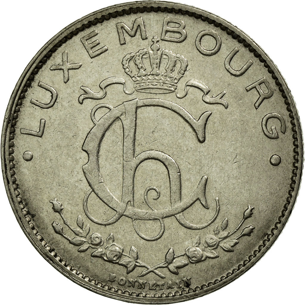 Coin, Luxembourg, Charlotte, Franc, 1924, EF(40-45), Nickel, KM:35