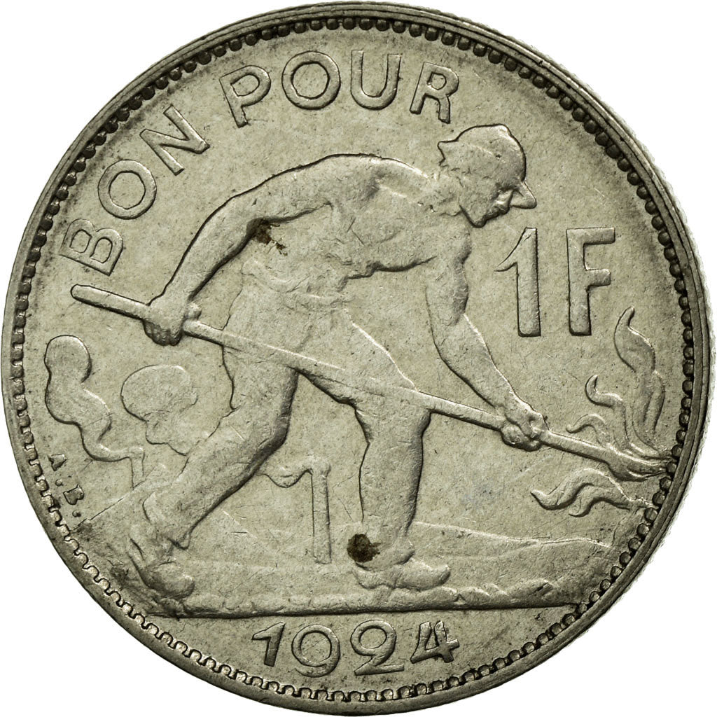Coin, Luxembourg, Charlotte, Franc, 1924, EF(40-45), Nickel, KM:35