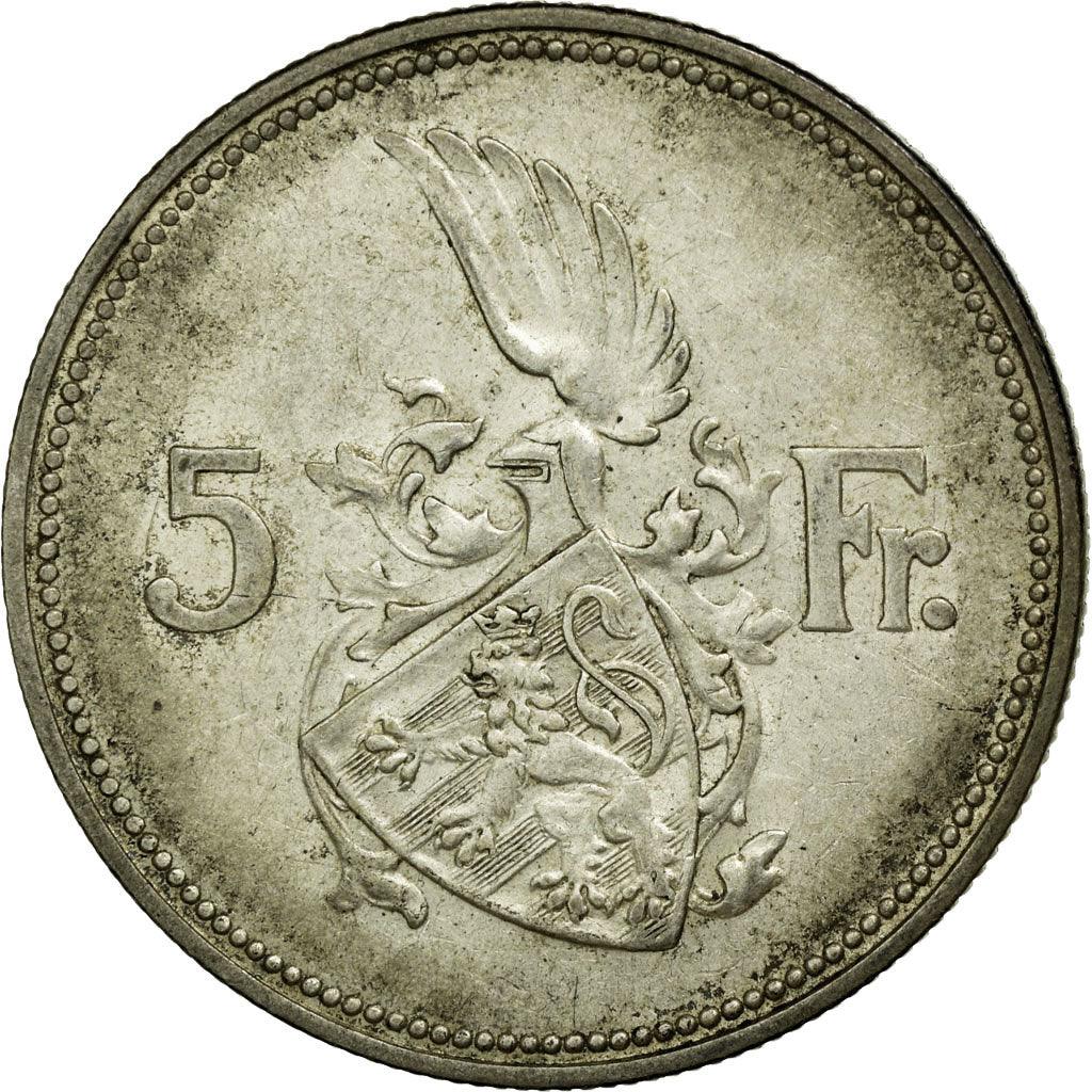 Coin, Luxembourg, Charlotte, 5 Francs, 1929, EF(40-45), Silver, KM:38