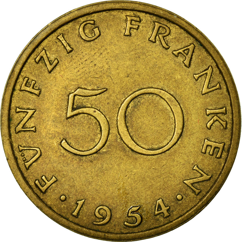 Monnaie, SAARLAND, 50 Franken, 1954, Paris, TTB, Aluminum-Bronze, KM:3
