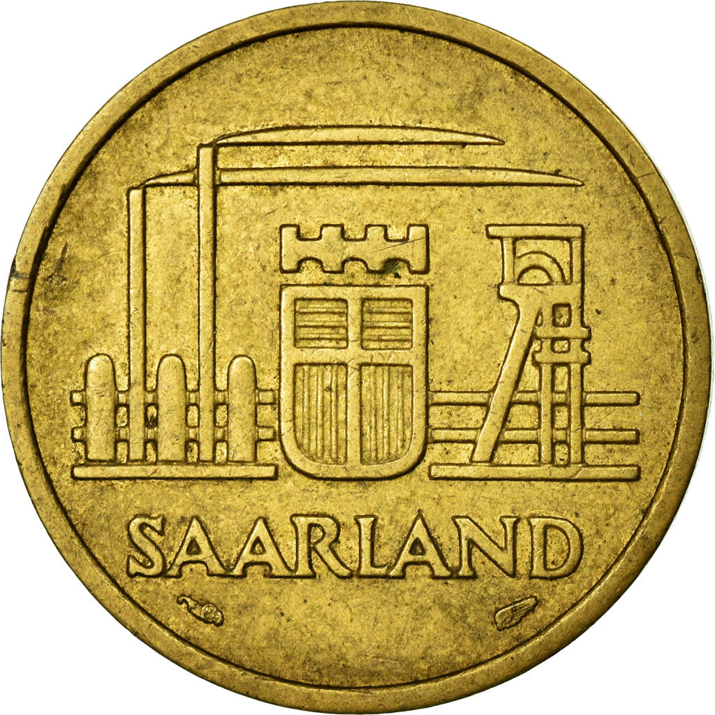 Coin, SAARLAND, 20 Franken, 1954, Paris, VF(30-35), Aluminum-Bronze, KM:2