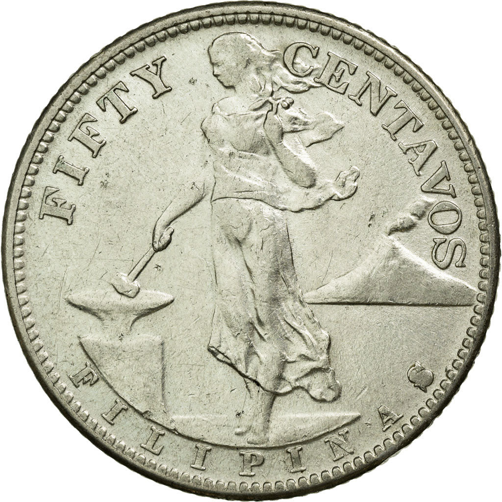 Moneda, Filipinas, 50 Centavos, 1944, MBC+, Plata, KM:183