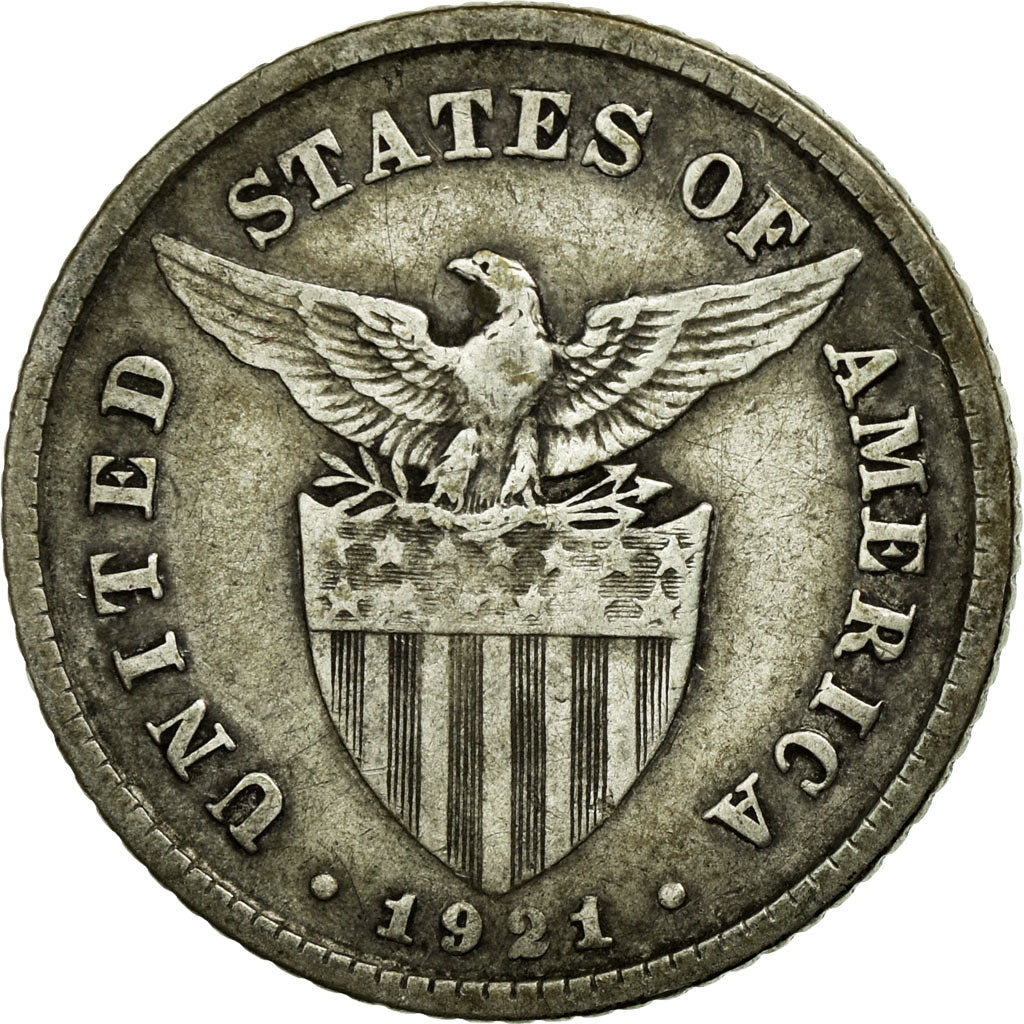 Coin, Philippines, 20 Centavos, 1921, VF(30-35), Silver, KM:170