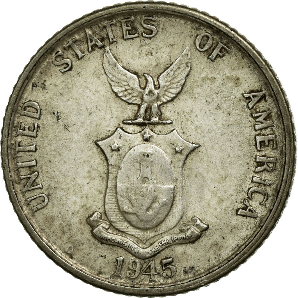 Moeda, Filipinas, 20 Centavos, 1945, EF(40-45), Prata, KM:182