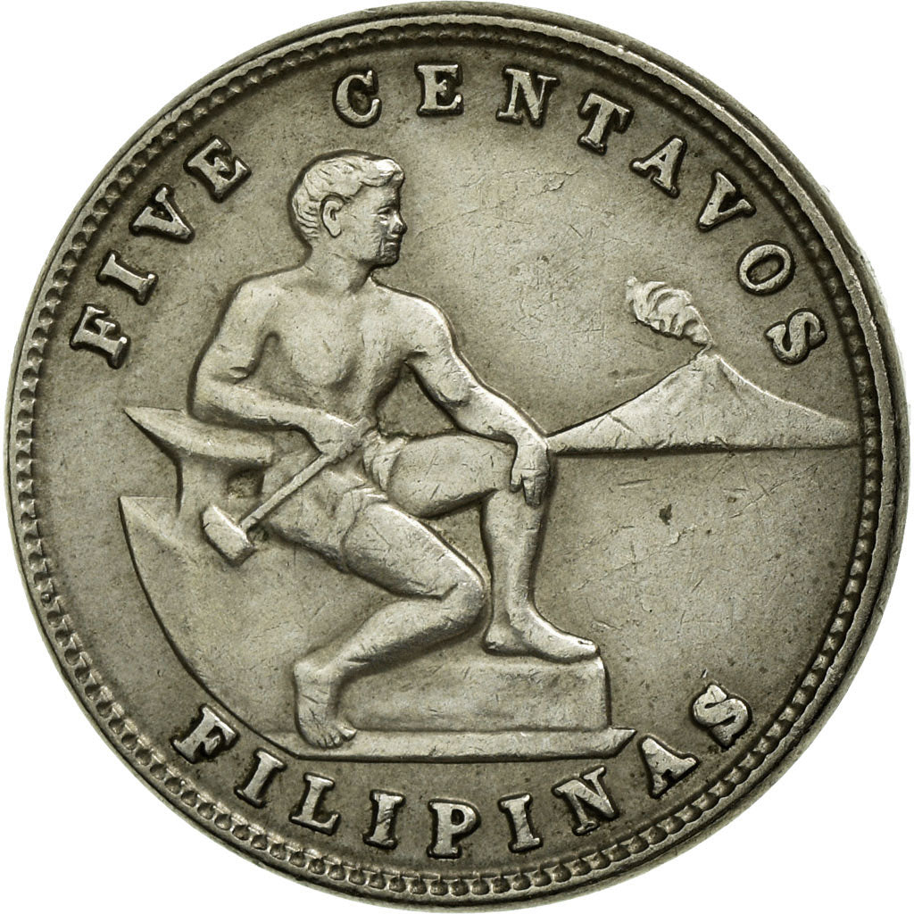 Coin, Philippines, 5 Centavos, 1934, EF(40-45), Copper-nickel, KM:175