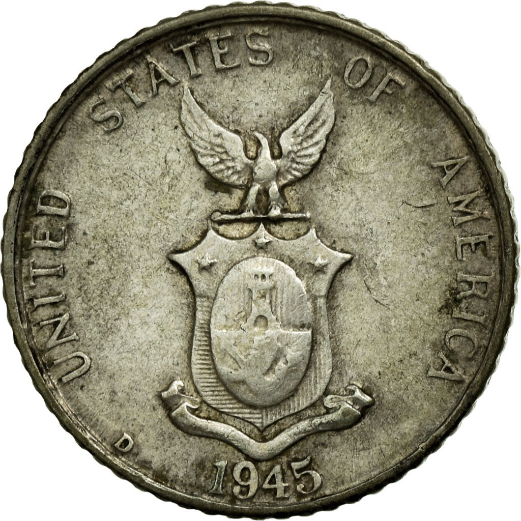 Coin, Philippines, 10 Centavos, 1945, EF(40-45), Silver, KM:181
