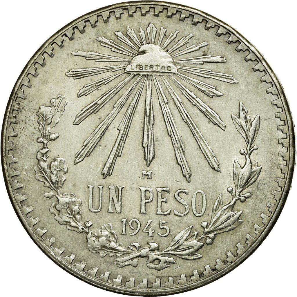 Coin, Mexico, Peso, 1945, Mexico City, AU(50-53), Silver, KM:455
